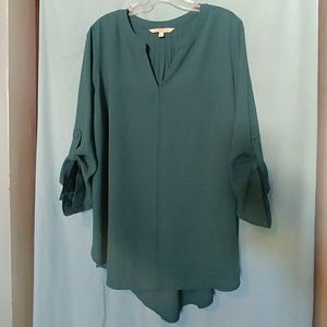 41 Hawthorn green chiffon tab sleeve tunic - 2X